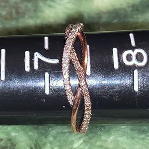 14k Diamond Rose Gold 7.25 size cross over